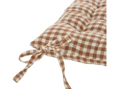 Discount Atmosphera Galette de silla estampada a cuadros vichy 38 x 38 cm Marru00f3n