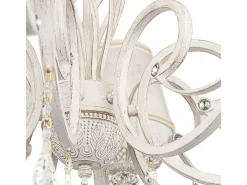 Grace Araña Blanca con Oro y Cristal, con Pantallas, 8 Luces, E14