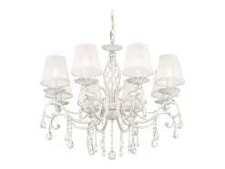 Grace Araña Blanca con Oro y Cristal, con Pantallas, 8 Luces, E14