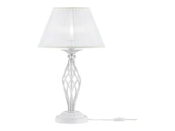 Discount Maytoni Grace Lámpara de Mesa Blanca con Oro y Cristal, 1 Luz, E14 Blanco