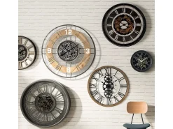 Online Atmosphera Gran Reloj de Pared Silencioso de Metal y Madera D 90 cm Multicolor