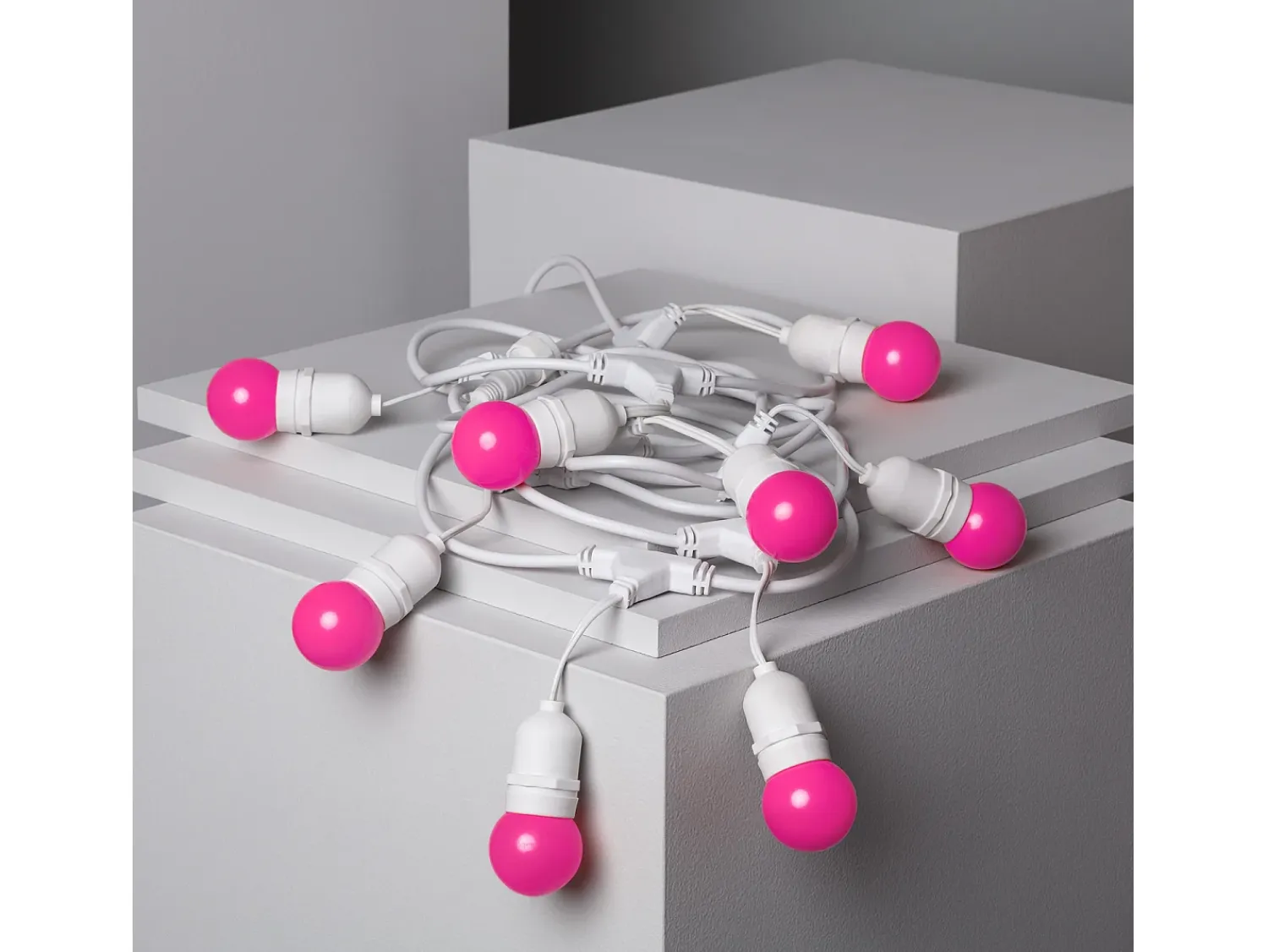 Sale Ledkia Guirnalda Exterior con Bombillas LED E27 5.5m IP65 Blanco Rosa Multicolor