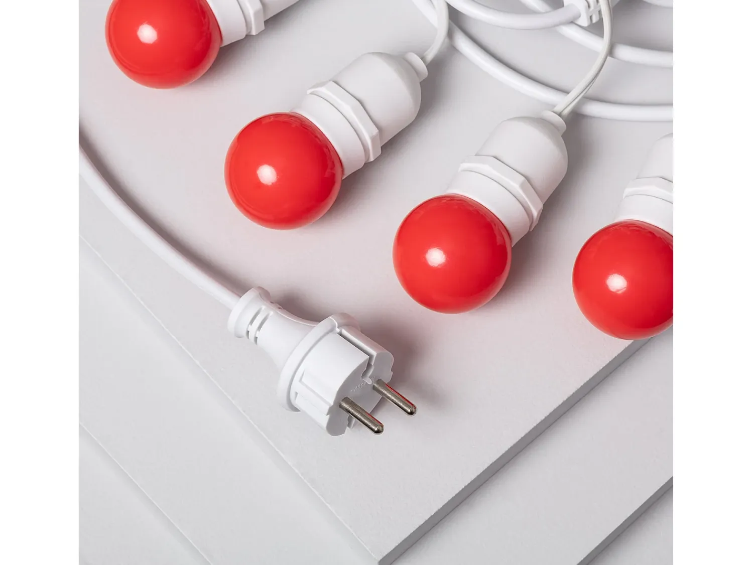 New Ledkia Guirnalda Exterior con Bombillas LED E27 5.5m IP65 Blanco Rojo Multicolor