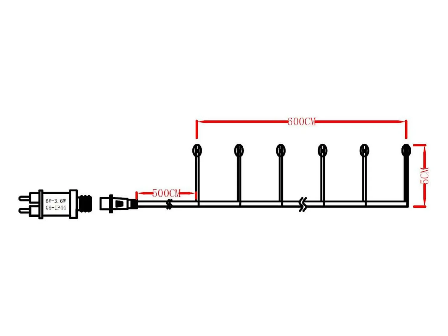 Ledkia Guirnalda Luminosa^Guirnalda Exterior LED Piner 6m 3000K Cálido Blanco