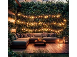 Ledkia Guirnalda Luces Exterior Easyfit 12VAC con 10 Bombillas 5.65m 2700K Blanco Cálido Negro