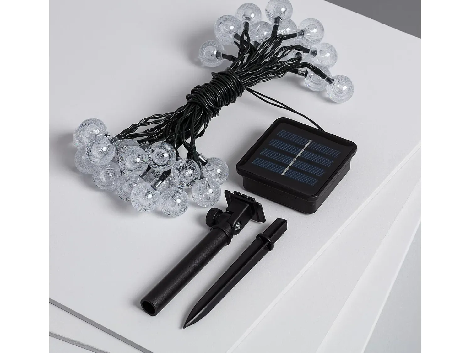 Discount Ledkia Guirnalda Solar Exterior 30 Bolas LED 5m 5000K Blanco Frío Negro