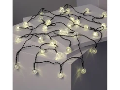 Ledkia Guirnalda Luminosa^Guirnalda Solar Exterior 30 Bolas LED 5m 3000K Blanco Cálido Negro