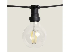 New Ledkia Guirnaldas para Exterior IP44 Cable Eléctrico Plano con Portalámparas E27 a Medida 25 m Negro