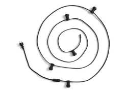 New Ledkia Guirnaldas para Exterior IP44 Cable Eléctrico Plano con Portalámparas E27 a Medida 25 m Negro