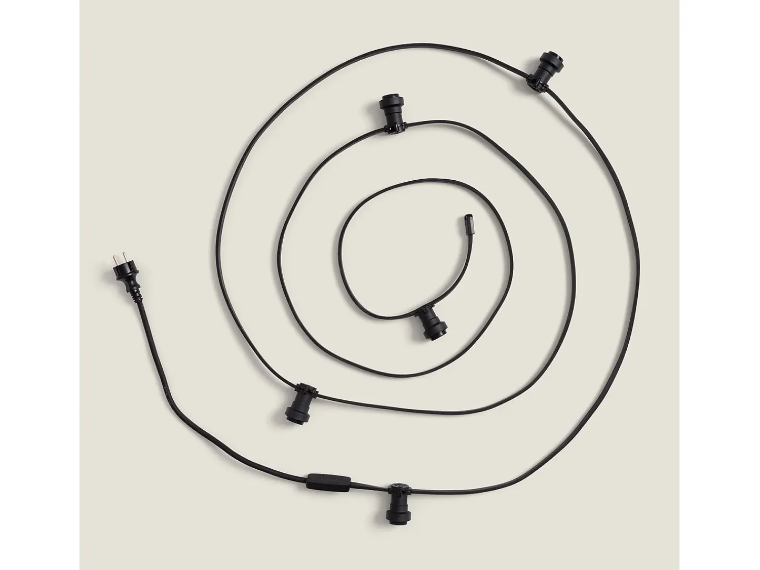 New Ledkia Guirnaldas para Exterior IP44 Cable Eléctrico Plano con Portalámparas E27 a Medida 25 m Negro