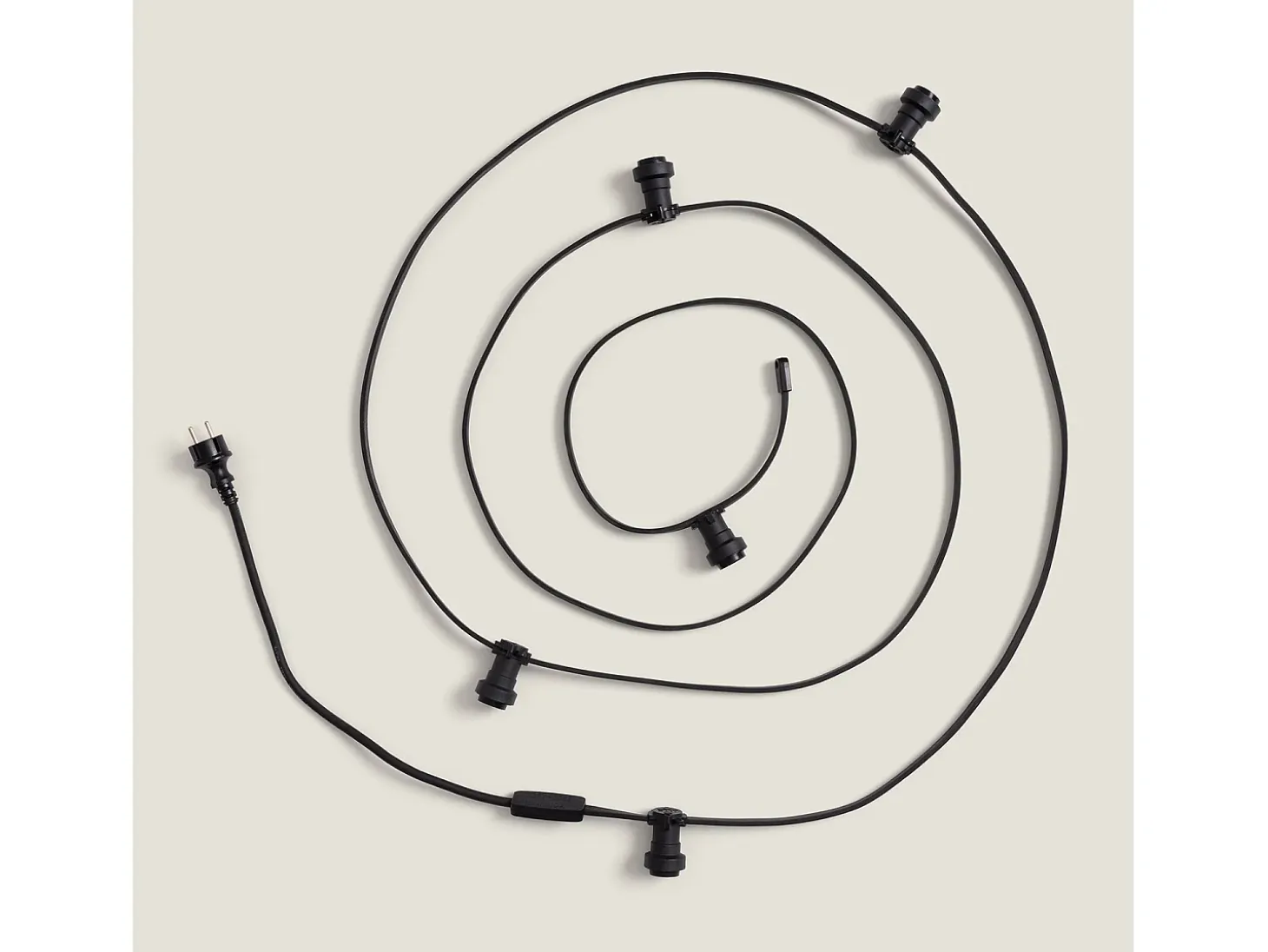 Guirnaldas para Exterior IP44 Cable Eléctrico Plano con Portalámparas E27 a Medida Negro 50 m