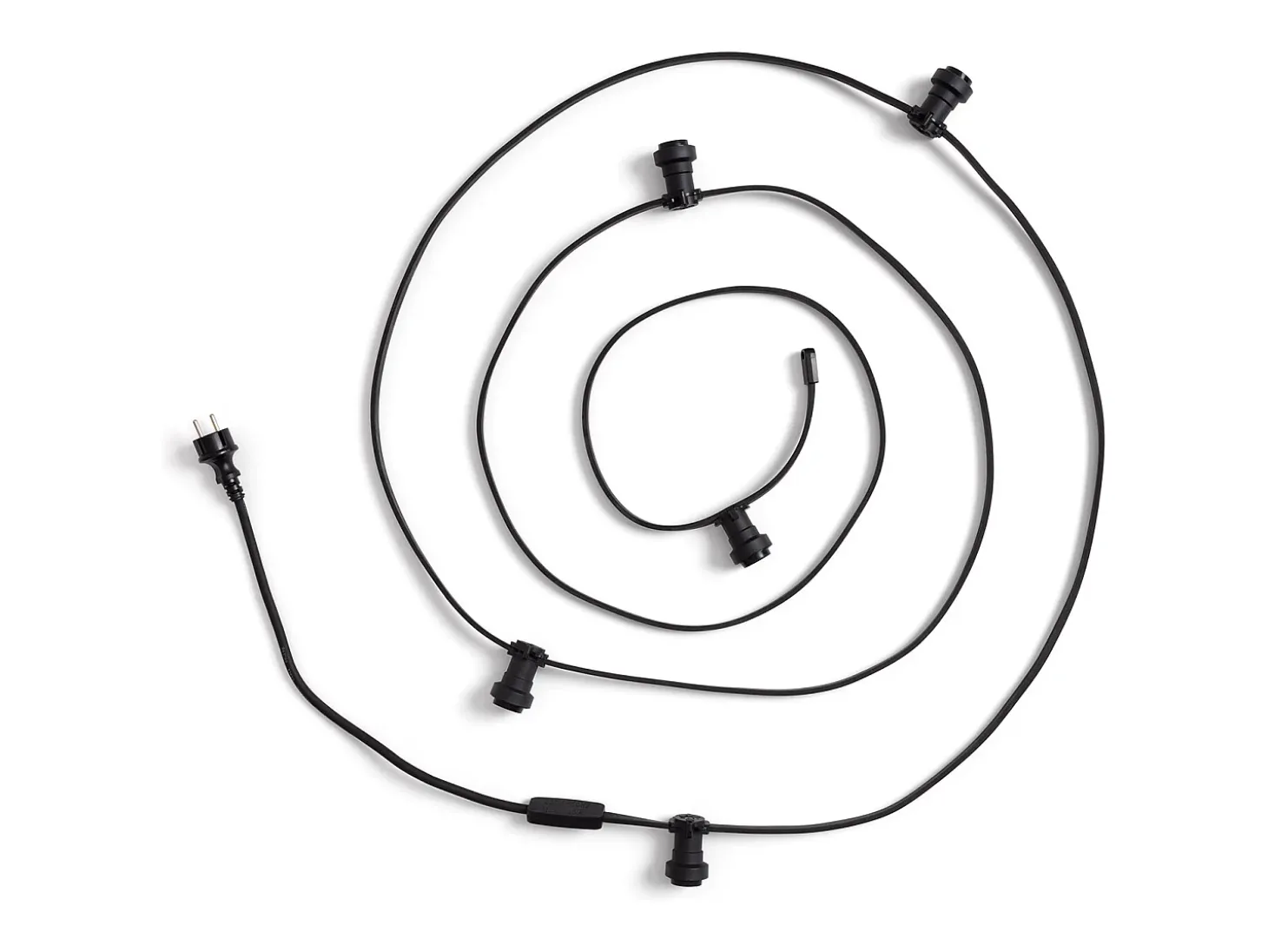 Guirnaldas para Exterior IP44 Cable Eléctrico Plano con Portalámparas E27 a Medida Negro 50 m