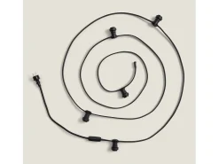 Guirnaldas para Exterior IP44 Cable Eléctrico Plano con Portalámparas E27 a Medida Negro 10 m