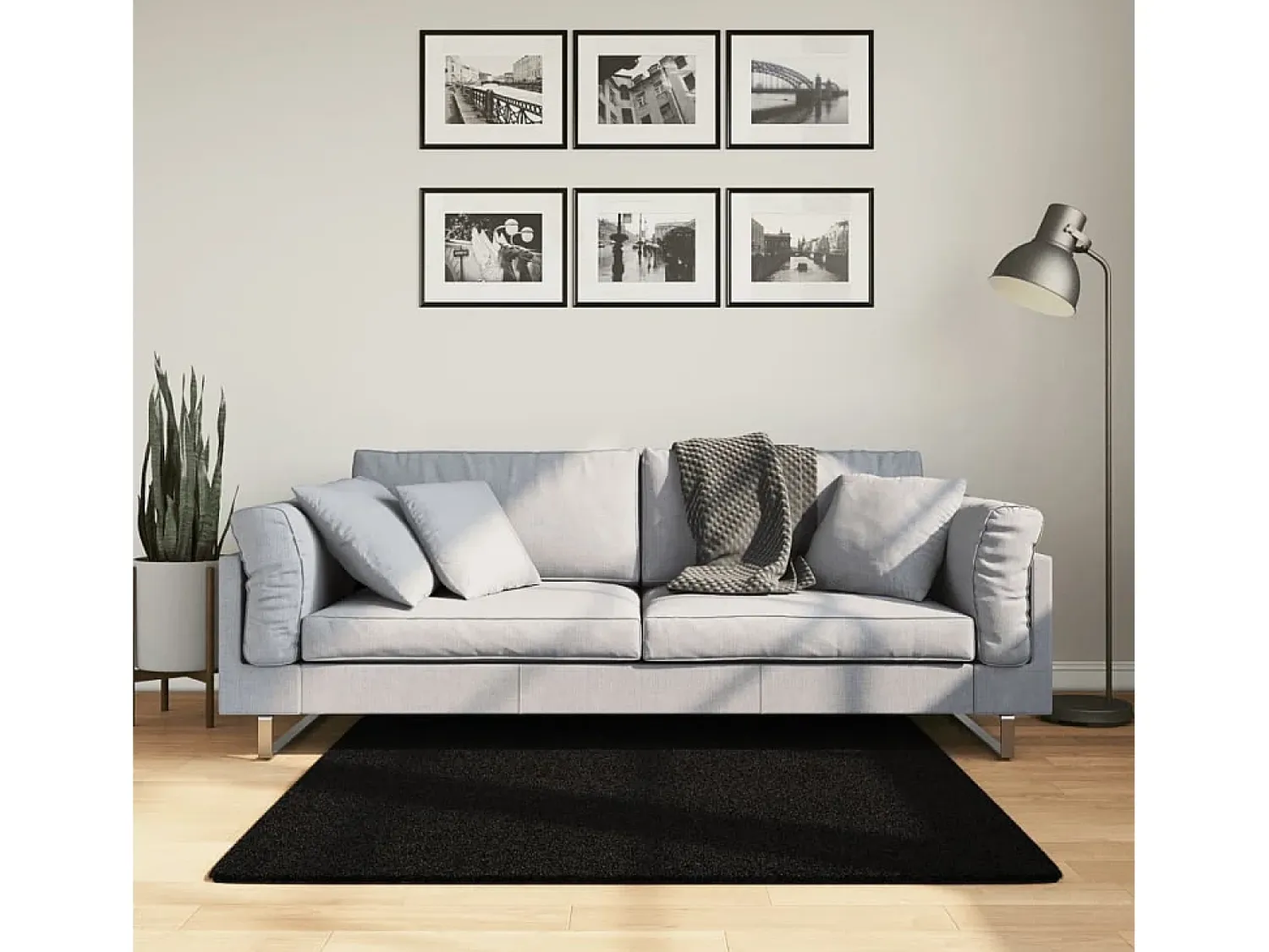 Garden Furniture Alfombra De Salón^Hester Alfombra de pelo corto suave lavable HUARTE 120x120 cm Negro