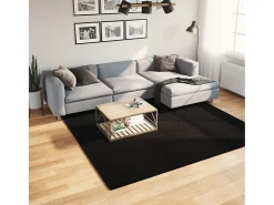 Hester Alfombra de pelo corto suave lavable HUARTE negro 240x240 cm