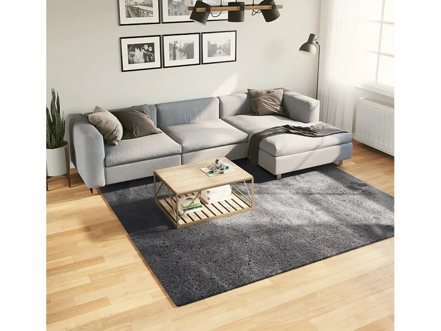 Hester Alfombra de pelo corto suave lavable HUARTE antracita 240x240cm