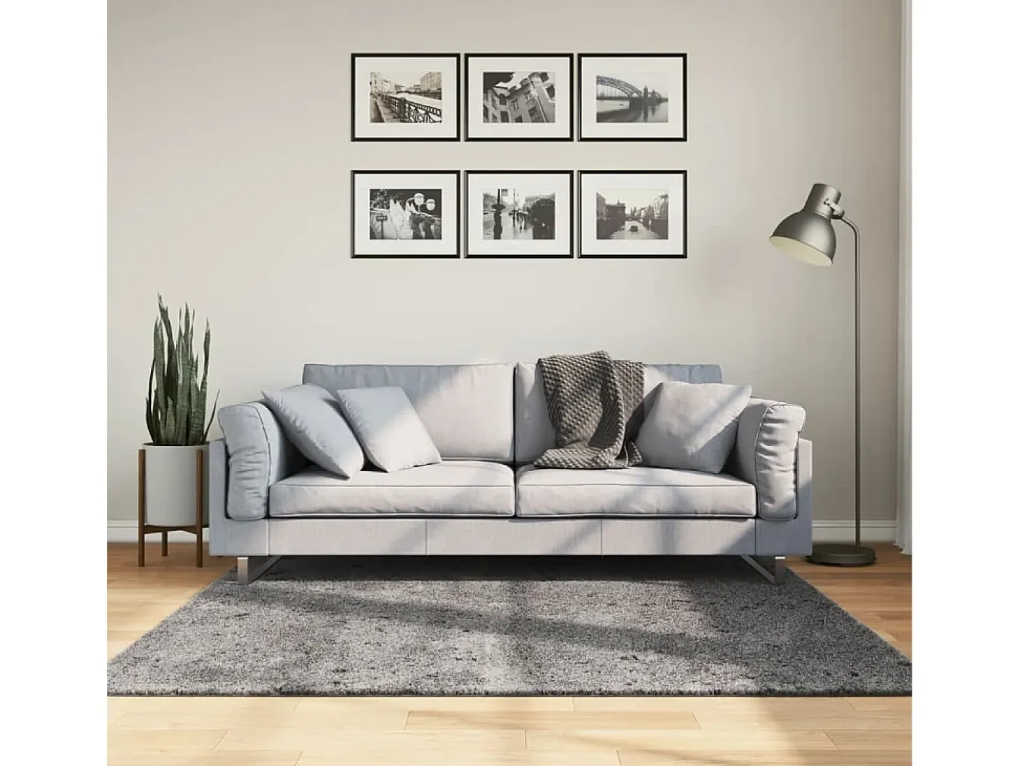 Hester Alfombra de pelo corto suave lavable HUARTE antracita 160x160cm