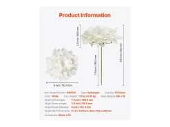 Planta Artificial^Hortensia Artificial SucceBuy Flores Artificiales 250 mm, Ramos de Flores Artificiales Aspecto Realista con Cabeza de 152,4 mm, Lote de 65, Blanco