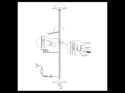 Ideal - Lámpara de pie LED negra de metal H.180 cm Fabas Luce - 2 luces de 40W y 8W con LED integrado 3000K Negro