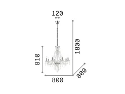 Outlet Ideal Lux Amadeus - Lámpara colgante de 8 luces , E14 Transparente