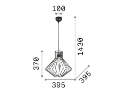 Ideal Lux Ampolla - 1 lámpara colgante de techo de alambre negro, E27