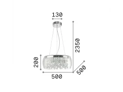 Ideal Lux Iluminación Exterior^Audi-80 - Lámpara colgante de techo grande de vidrio soplado con 8 burbujas, cromada, G9 Gris