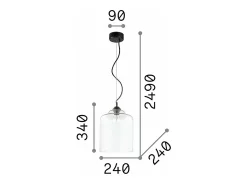 Sale Ideal Lux Bistro' - 1 lámpara colgante de techo tipo domo negro, ahumado, cuadrado de vidrio, E27 Gris