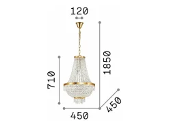 Ideal Lux Caesar - 9 Araña de luces de cristal con acabado dorado, G9