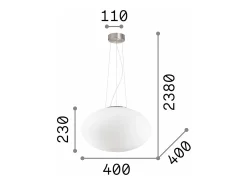 Ideal Lux Candy - Lámpara colgante de techo de 1 globo mediano, blanca, E27