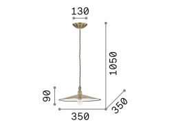 Ideal Lux Lámpara Suspendida^Cantina - 1 luz colgante de techo de cúpula grande de cobre, E27 Cobrizo