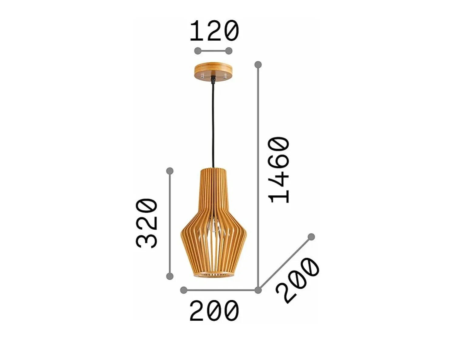 Outlet Ideal Lux Citrus - 1 lámpara colgante de techo de madera, E27 Marru00f3n