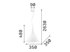 Hot Ideal Lux Cocktail - Lámpara colgante de techo tipo domo grande con 1 luz blanca, E27 Blanco