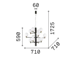 Ideal Lux Iluminación Exterior^Copernico - Lámpara colgante de techo con múltiples brazos, 12 luces, , G9 Negro