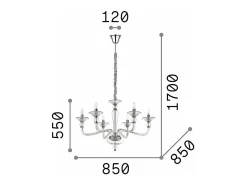 Hot Ideal Lux Danieli - Lámpara colgante 6 luces ámbar, E14 Naranja