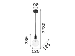 Hot Ideal Lux Edison - Lámpara colgante de techo con 1 luz Negra, E27 Negro