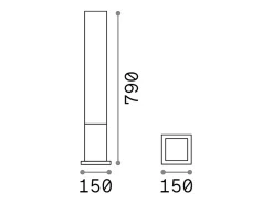 New Ideal Lux Edo Outdoor - 1 Baliza de exterior cuadrada de luz blanca IP44 Blanco