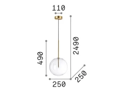 Ideal Lux Lámpara Suspendida^EQUINOXE Plafón Colgante Globo 25cm Latón Camel