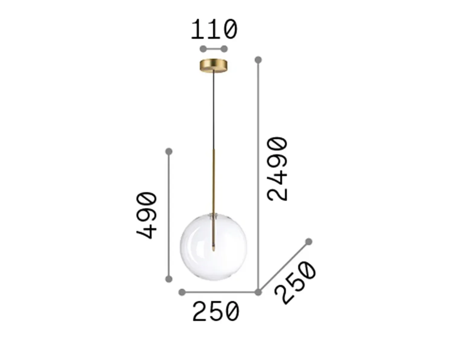 Ideal Lux Lámpara Suspendida^EQUINOXE Plafón Colgante Globo 25cm Latón Camel