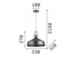 Ideal Lux ERIS-2 - Lámpara colgante de techo tipo domo para interior 1 luz Negro, E27