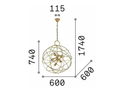 Ideal Lux Iluminación Exterior^Konse - Colgante de techo esférico de 6 luces Dorado