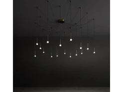 Ideal Lux LUCCIOLA Lámpara colgante de techo con racimo de 16 luces LED, latón, 3000 K, no regulable