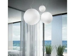 Ideal Lux Mapa Bianco - Lámpara colgante de techo de globo pequeño con 1 luz, blanca, E27