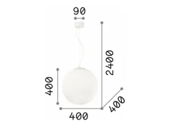 Ideal Lux Mapa Bianco - Lámpara colgante de techo de globo grande con 1 luz blanca, E27