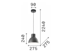 Ideal Lux Metro - 1 lámpara colgante de techo tipo domo , E27 Negro