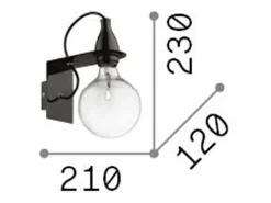 Ideal Lux Minimal - 1 aplique de luz negro, E27