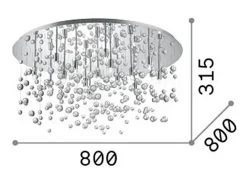 Ideal Lux Plafón^Neve - Colgante de techo semi empotrado con 15 burbujas de vidrio extragrandes ligeras, cromo, G9 Gris