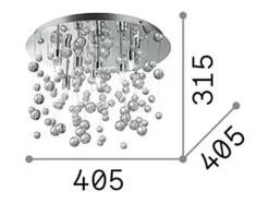 Ideal Lux Plafón^Neve - Lámpara colgante de techo con 8 burbujas de vidrio soplado medio claro, cromo, G9 Gris