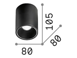 Hot Ideal Lux Nitro - Downlight LED 1 luz redonda para montaje en superficie Negro