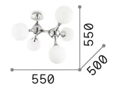 Ideal Lux Nodi Bianco - 5 Light Molecular Plafón de techo, cromo, E14