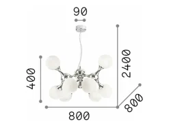 New Ideal Lux Nodi Bianco - Lámpara colgante de techo molecular pequeña de 9 luces, cromada, E14 Gris